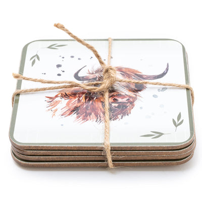 Candlelight Home SET OF 4 COASTERS HIGHLAND COW