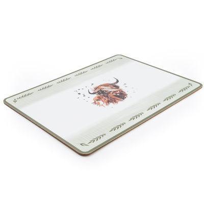 Candlelight Home SET OF 4 PLACEMATS HIGHLAND COW