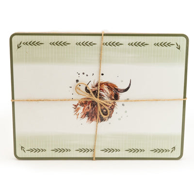 Candlelight Home SET OF 4 PLACEMATS HIGHLAND COW