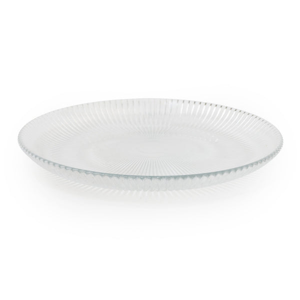 Small Clear Glass Plate Ridged Lines 21cm 4PK Candlelight Home