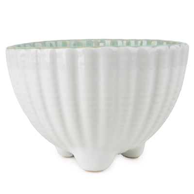Candlelight Home SMALL EMBOSSED SHELL WAX FILLED POT REACTIVE GLAZE - 5%