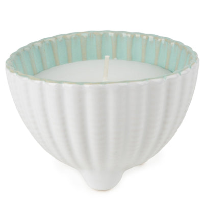Candlelight Home SMALL EMBOSSED SHELL WAX FILLED POT REACTIVE GLAZE - 5%