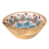 Candlelight Home SMALL MANGO WOOD BOWL WITH ENAMEL MEZE DESIGN