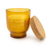 Candlelight Home SMALL ROUND FOOTED GLASS CANDLE 'WILD FIG & VANILLA' AMBER - 5% WILD FIG SCENT (3016-6630)