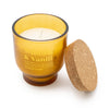 Candlelight Home SMALL ROUND FOOTED GLASS CANDLE 'WILD FIG & VANILLA' AMBER - 5% WILD FIG SCENT (3016-6630)
