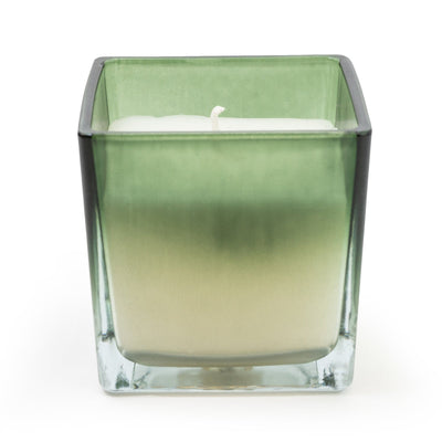 Candlelight Home SMALL SQUARE GLASS CANDLE - GREEN OMBRE – 5% FIG & APPLE SCENT (EAM04332/00)