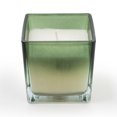 Candlelight Home SMALL SQUARE GLASS CANDLE - GREEN OMBRE – 5% FIG & APPLE SCENT (EAM04332/00)