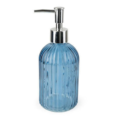 Candlelight Home Soap Dispenser 19.3cm Soap Dispenser in Ridged Glass  - Blue 6PK