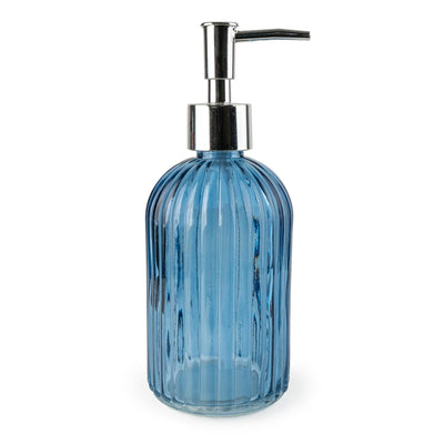 Candlelight Home Soap Dispenser 19.3cm Soap Dispenser in Ridged Glass  - Blue 6PK