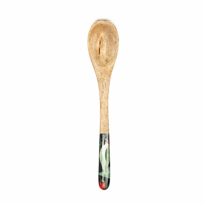 Candlelight Home SPOON & FORK MANGO WOOD WITH ENAMEL PRINT - CHILLIES