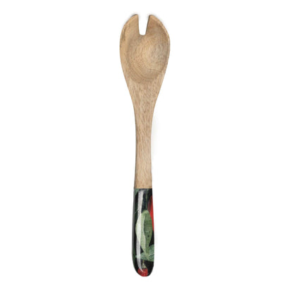 Candlelight Home SPOON & FORK MANGO WOOD WITH ENAMEL PRINT - CHILLIES