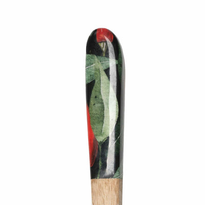 Candlelight Home SPOON & FORK MANGO WOOD WITH ENAMEL PRINT - CHILLIES