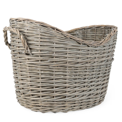 Candlelight Home Storage Baskets Oval Scoop Log Basket - Grey 4PK