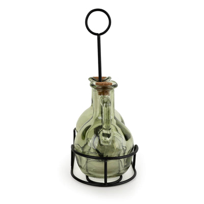 Candlelight Home Storage Bottle Set of 2 Oil Bottles on Stand - Green 2pk