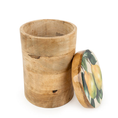 Candlelight Home Storage Jar Large Storage Jar Mango Wood - Pear 4PK