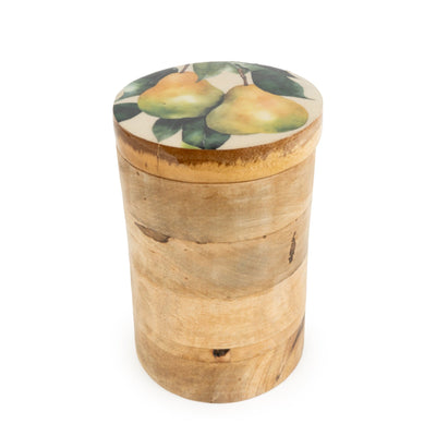 Candlelight Home Storage Jar Large Storage Jar Mango Wood - Pear 4PK