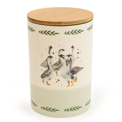 Candlelight Home STORAGE JAR WITH WOODEN LID GEESE