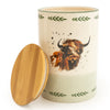 Candlelight Home STORAGE JAR WITH WOODEN LID HIGHLAND COW - AMENDED