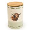 Candlelight Home STORAGE JAR WITH WOODEN LID HIGHLAND COW - AMENDED