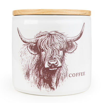 Candlelight Home Storage Jars Coffee Storage Jar with Wooden Lid - Highland Cow 3pk