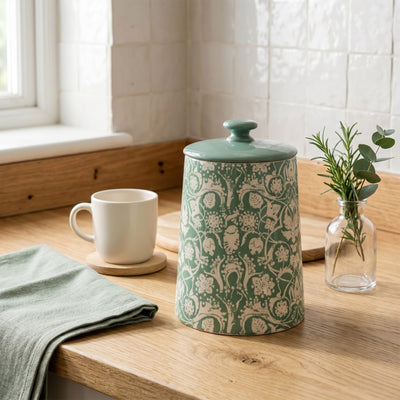 Candlelight Home Storage Jars Jeff Banks Storage Jar - Jacquard Sage Green 2pk
