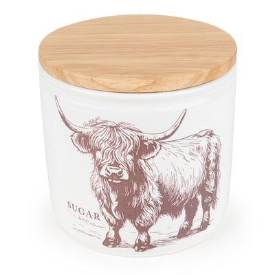 Candlelight Home Storage Jars Sugar Storage Jar with Wooden Lid - Highland Cow 3pk