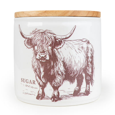 Candlelight Home Storage Jars Sugar Storage Jar with Wooden Lid - Highland Cow 3pk