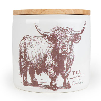 Candlelight Home Storage Jars Tea Storage Jar with Wooden Lid - Highland Cow 3pk