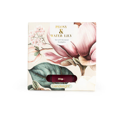 Candlelight Home tea lights 9 Pack Tealights Peony & Water Lily