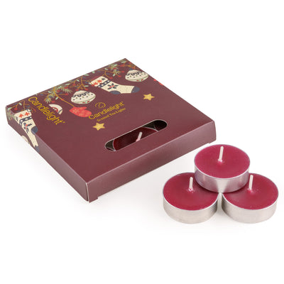 Candlelight Home tea lights Set of 9 Tealights – Red Stockings & Baubles 6pk