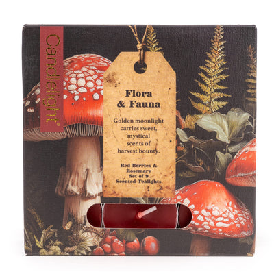 Candlelight Home tea lights Set of 9 Tealights - Toadstools Flora & Fauna 6pk