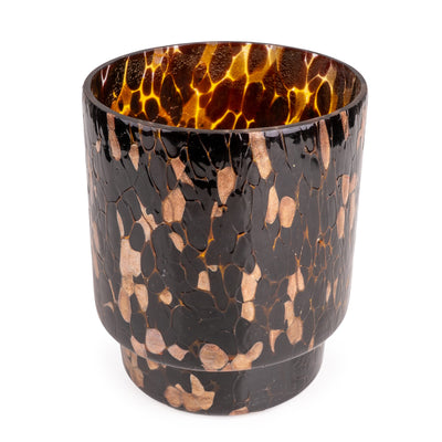 Candlelight Home Tealight Holders Large Footed Glass Tealight Holder – Amber Confetti Hummingbird 6pk