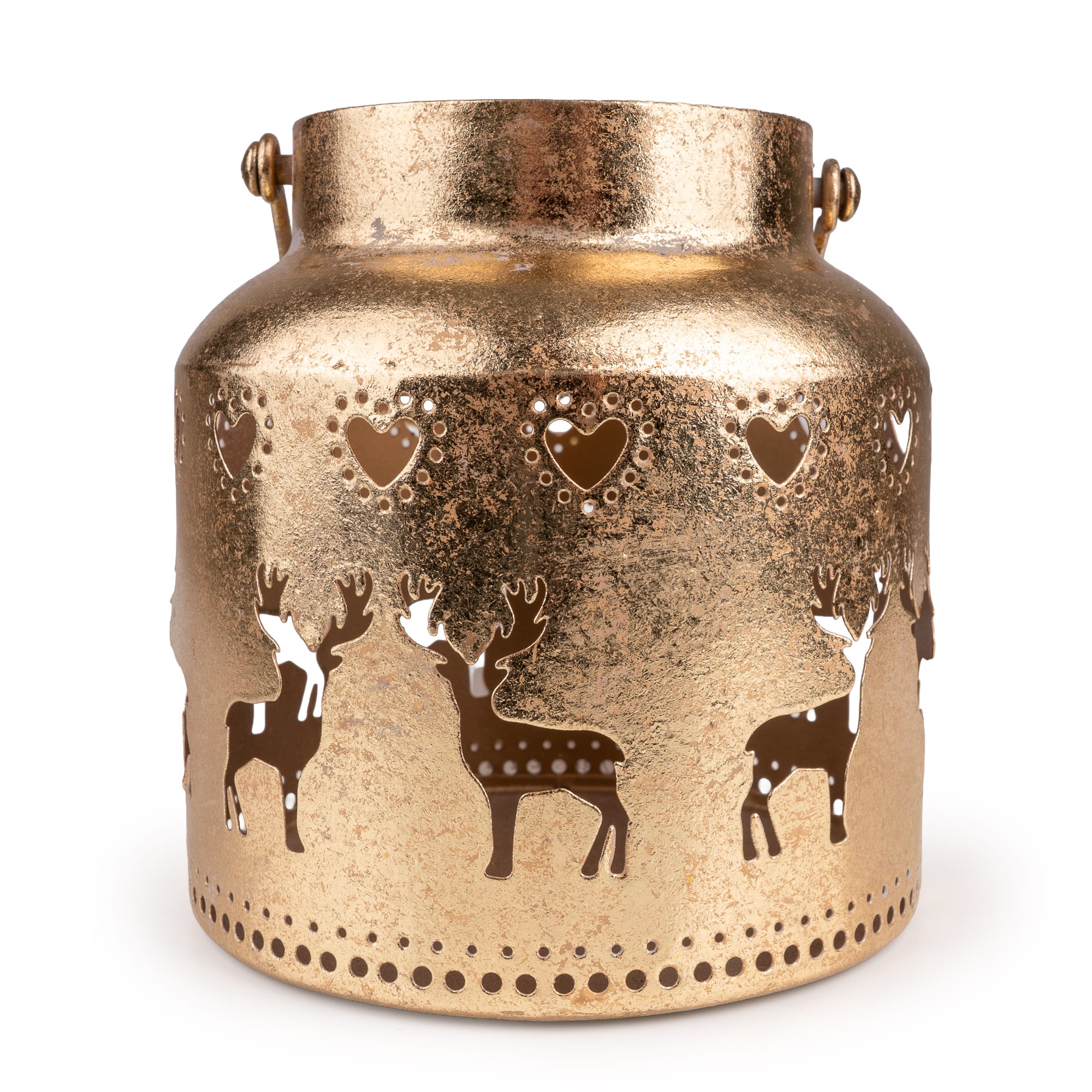 Candlelight Home Tealight Holders Metal Lantern with Cut Out Stags – Gold Hummingbird 6pk