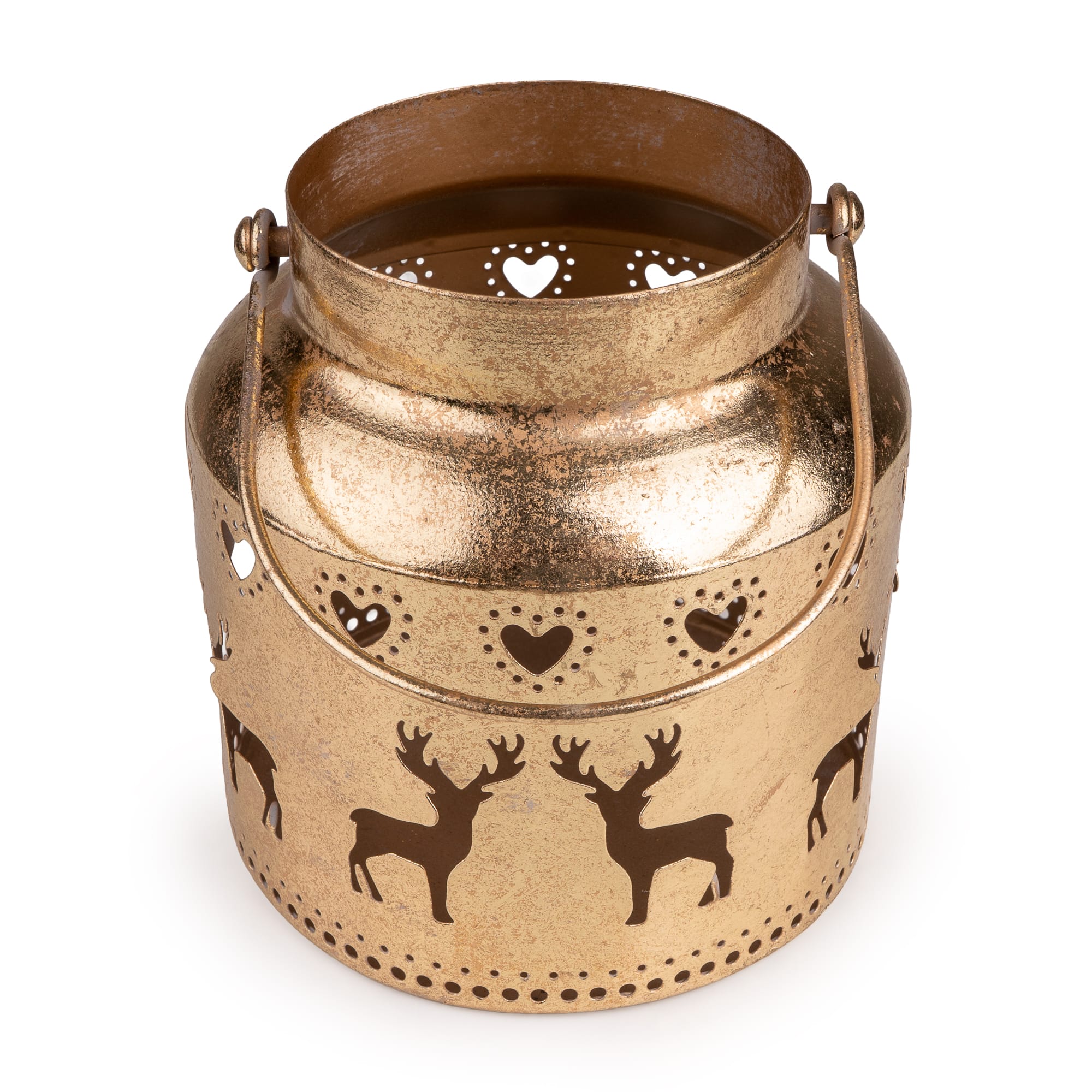 Candlelight Home Tealight Holders Metal Lantern with Cut Out Stags – Gold Hummingbird 6pk