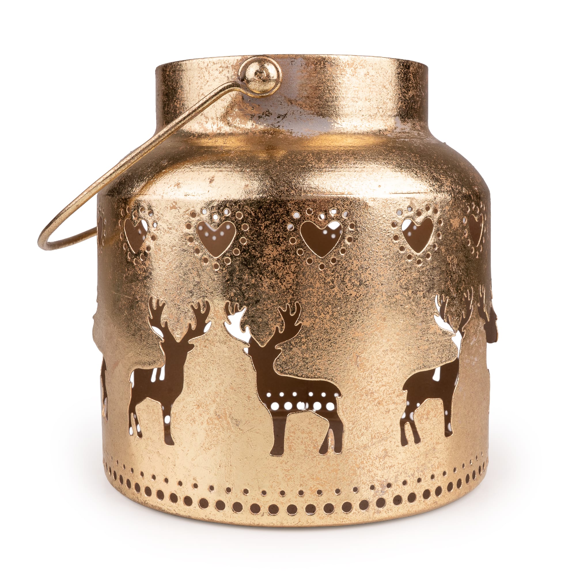 Candlelight Home Tealight Holders Metal Lantern with Cut Out Stags – Gold Hummingbird 6pk