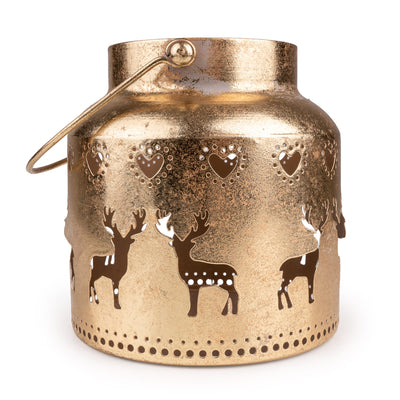 Candlelight Home Tealight Holders Metal Lantern with Cut Out Stags – Gold Hummingbird 6pk
