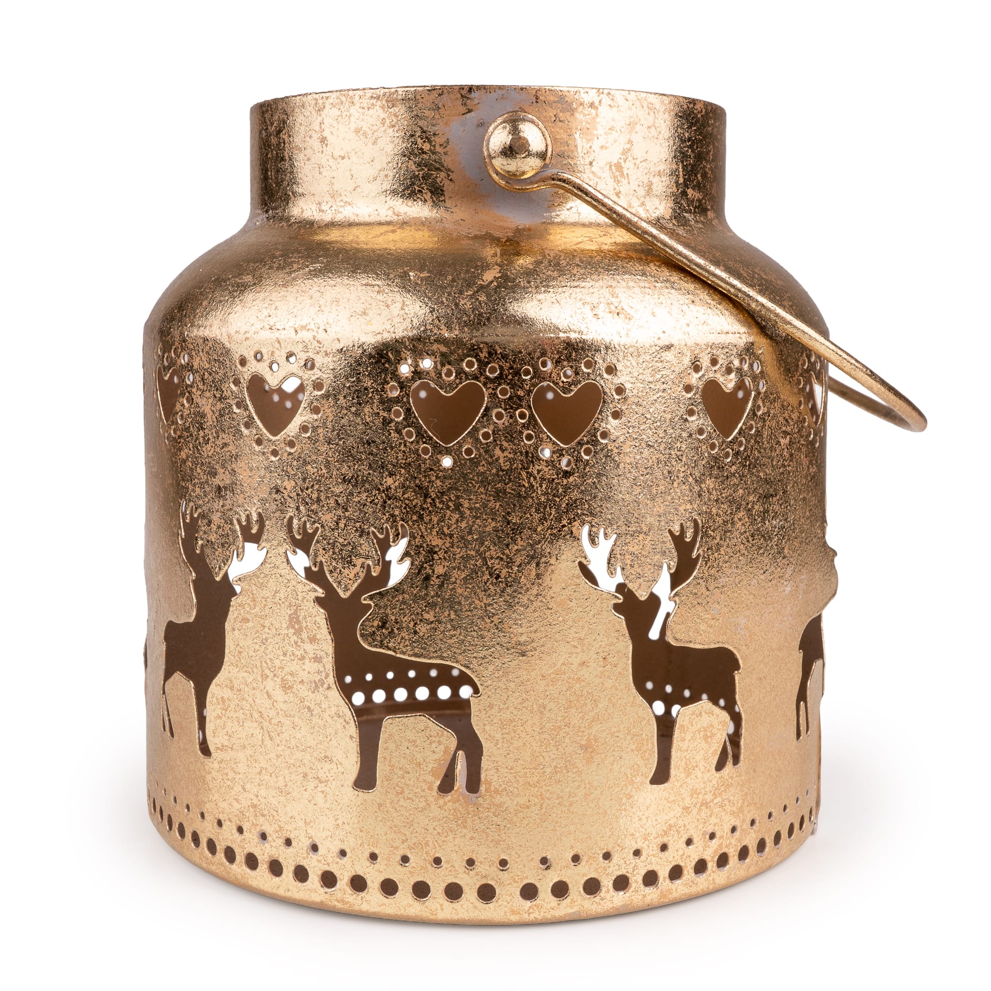 Candlelight Home Tealight Holders Metal Lantern with Cut Out Stags – Gold Hummingbird 6pk