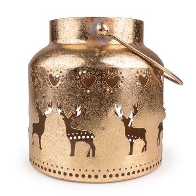 Candlelight Home Tealight Holders Metal Lantern with Cut Out Stags – Gold Hummingbird 6pk