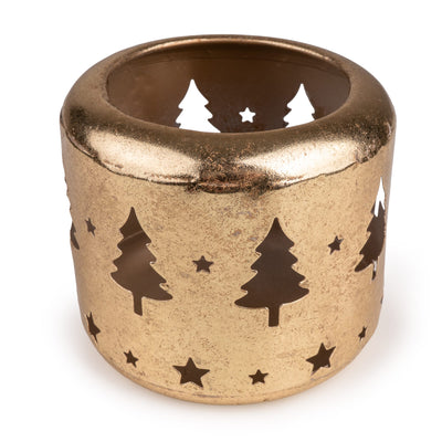 Candlelight Home Tealight Holders Metal Tealight Holder with Cut Out Trees – Gold Hummingbird 6pk