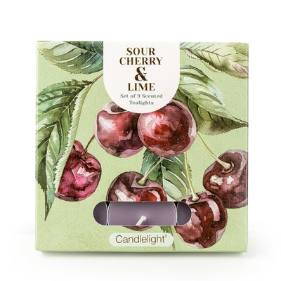 Candlelight Home Tealights 9 Pack Tealights - Sour Cherry & Lime 6pk