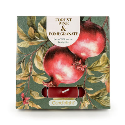 Candlelight Home Tealights Set of 9 Tealights-  Forest Pine & Pomegranate 6pk