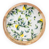 Candlelight Home Trays 30cm Round Tray Mango Wood/Enamel Lemon 2PK