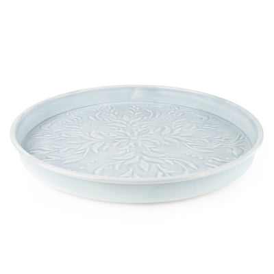 Candlelight Home Trays 32cm Round Embossed Metal Tray - Blue 4pk