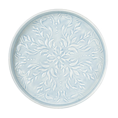 Candlelight Home Trays 32cm Round Embossed Metal Tray - Blue 4pk