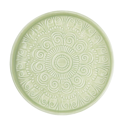 Candlelight Home Trays 32cm Round Embossed Metal Tray - Duck Egg 4pk