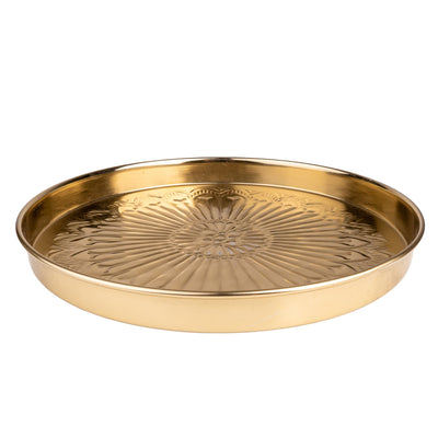 Candlelight Home Trays Round Metal Tray – Gold 4pk