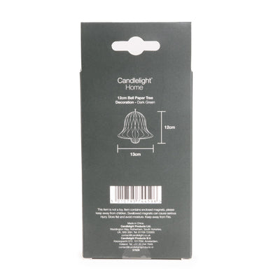 Candlelight Home Tree Decoration 10cm Bell Paper Tree Decoration – Dark Green 6pk