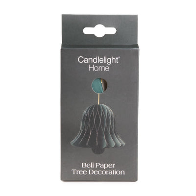 Candlelight Home Tree Decoration 10cm Bell Paper Tree Decoration – Dark Green 6pk
