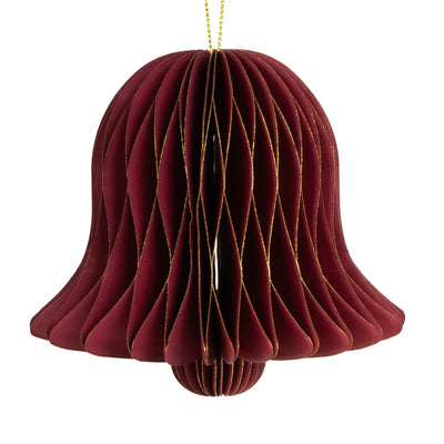 Candlelight Home Tree Decoration 10cm Bell Paper Tree Decoration – Deep Red 6pk