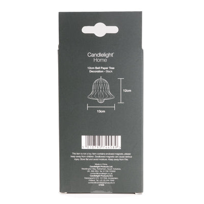 Candlelight Home Tree Decoration 12cm Bell Paper Tree Decoration – Black 6pk